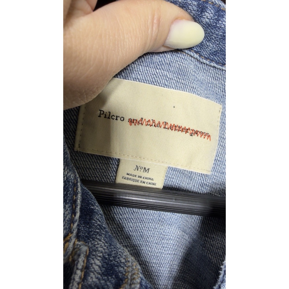 Pilcro and the Letterpress Denim Utility Jacket Woman M Mixed Media Military GRE - Picture 2 of 9